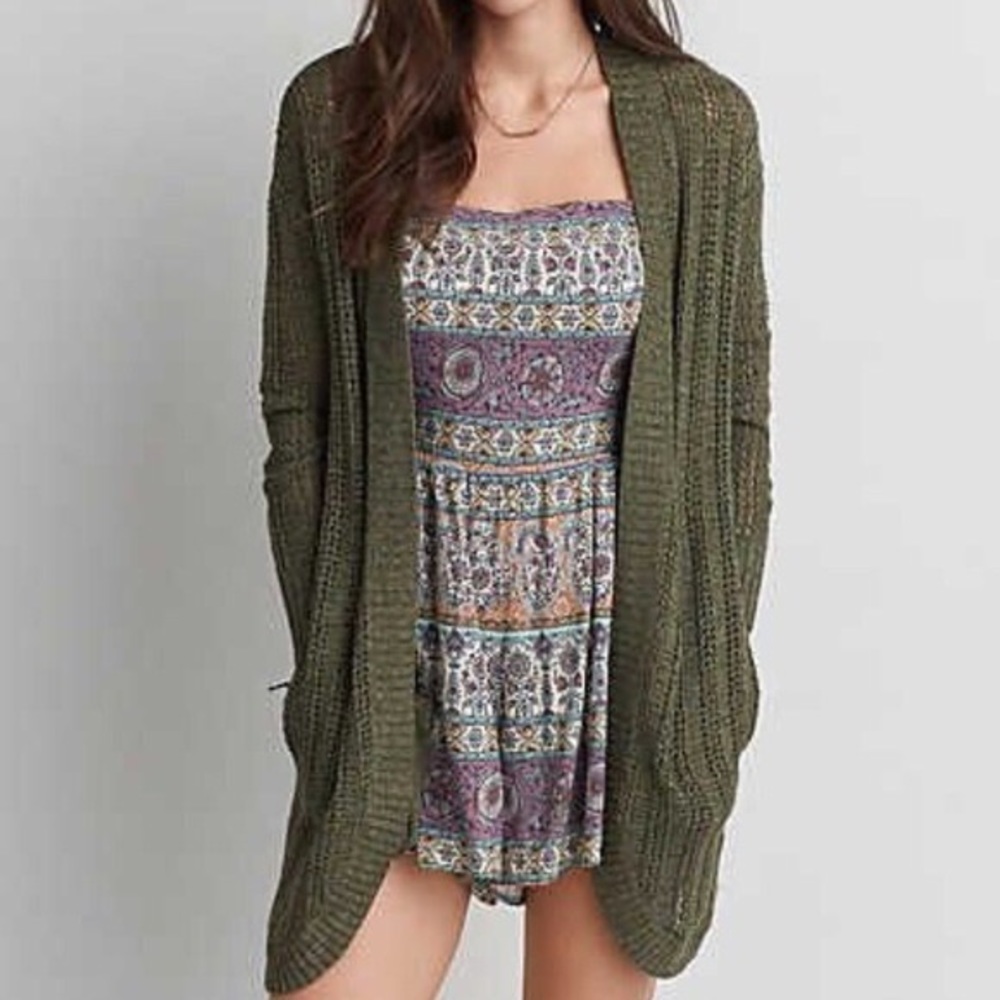 🟠 olive green american eagle cardigan